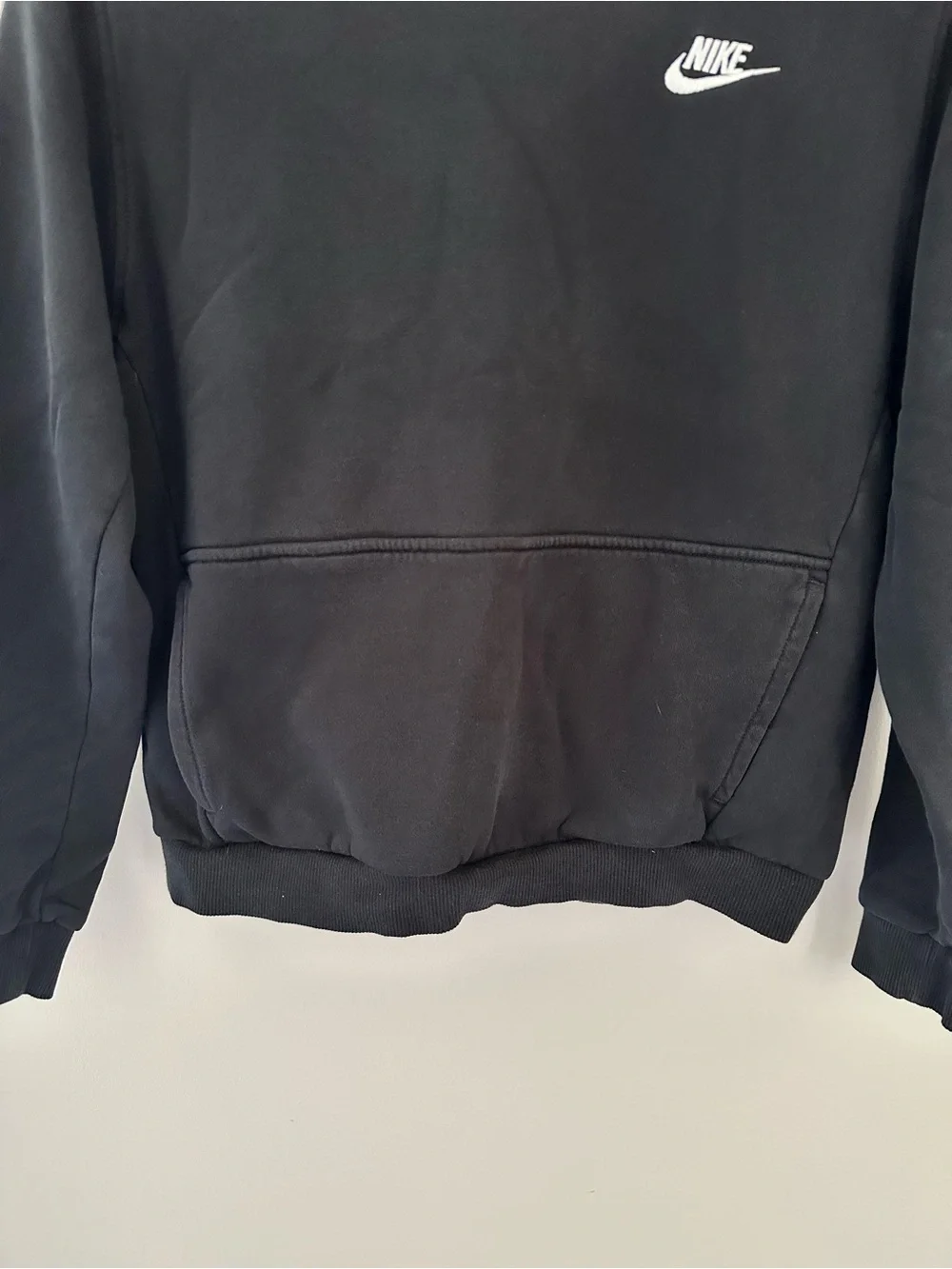 Nike Black Kids Hoodie Pullover Sweatshirt with White Swoosh